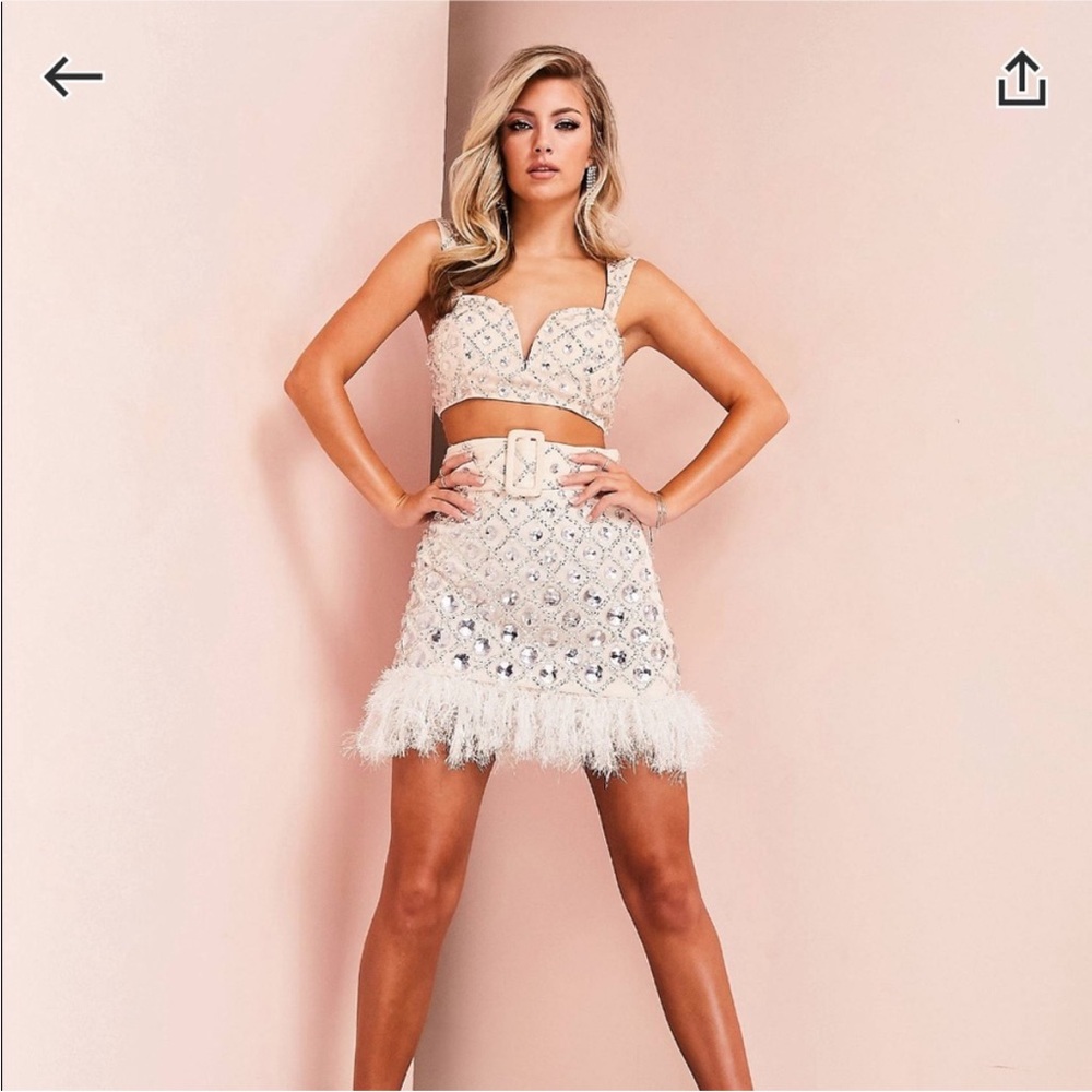 ASOS Cream and Silver Embellished Dress